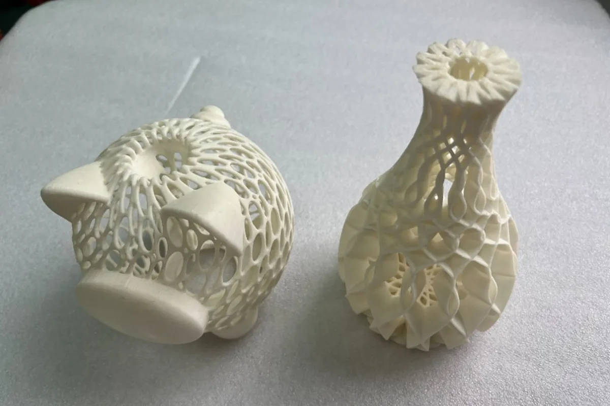 3D printed prototypes in various materials and colors