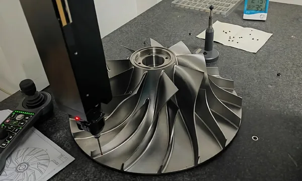 CMM coordinate measurement inspection of turbine wheel
