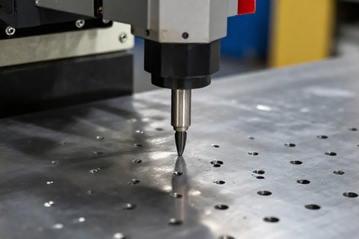 Automated CNC punching creating complex perforation patterns